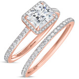 Photo of Marzell 2 7/8 ct tw. Lab Grown Radiant Solitaire Diamond Bridal Set 14K Rose Gold [BR2099R-Z195]
