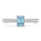Photo of Zaila 2 ct tw. Lab Grown Blue Diamond Emerald Solitaire Bridal Set 10K White Solid Gold [BT2094WE-NB090]