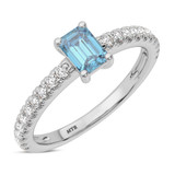 Photo of Zaila 2 ct tw. Lab Grown Blue Diamond Emerald Solitaire Bridal Set 10K White Solid Gold [BT2094WE-NB090]