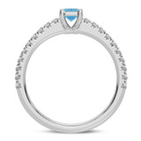 Photo of Zaila 2 ct tw. Lab Grown Emerald Solitaire Blue Diamond Bridal Set 10K White Gold [BT2094WE-NB090]