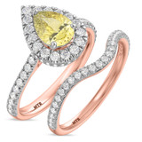 Photo of Frea 2 1/10 ct tw. Lab Grown Pear Solitaire Yellow Diamond Bridal Set 14K Rose Gold [BR2113R-MY125]