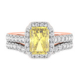 Photo of Daisy 2 3/4 ct tw. Lab Grown Radiant Solitaire Yellow Diamond Bridal Set 14K Rose Gold [BR2110R-ZY195]