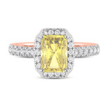 Photo of Daisy 2 3/4 ct tw. Lab Grown Radiant Solitaire Yellow Diamond Bridal Set 14K Rose Gold [BT2110RE-ZY195]