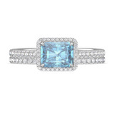 Photo of Marzell 2 7/8 ct tw. Lab Grown Radiant Solitaire Blue Diamond Bridal Set 14K White Gold [BR2097W-ZB195]