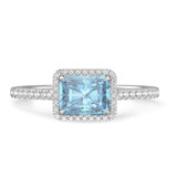 Photo of Marzell 2 7/8 ct tw. Lab Grown Radiant Solitaire Blue Diamond Bridal Set 14K White Gold [BT2097WE-ZB195]