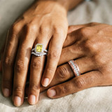 Photo of Daisy 3 1/5 ct tw. Lab Grown Radiant Solitaire Yellow Diamond Trio Set 14K Rose Gold [BT2110R-ZY195]