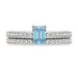 Photo of Zaila 2 ct tw. Lab Grown Blue Diamond Emerald Solitaire Bridal Set 14K White Solid Gold [BR2094W-NB090]