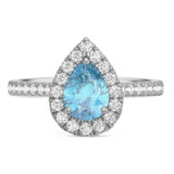 Photo of Frea 2 1/3 ct tw. Lab Grown Pear Solitaire Blue Diamond Trio Set 10K White Gold [BT2112WE-MB125]