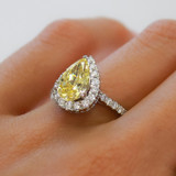 Photo of Frea 2 1/3 ct tw. Lab Grown Pear Solitaire Yellow Diamond Trio Set 10K White Gold [BT2113W-MY125]
