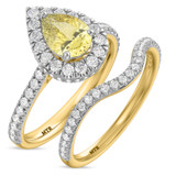 Photo of Frea 2 1/10 ct tw. Lab Grown Pear Solitaire Yellow Diamond Bridal Set 10K Yellow Gold [BR2113Y-MY125]