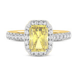 Photo of Daisy 2 3/4 ct tw. Lab Grown Radiant Solitaire Yellow Diamond Bridal Set 10K Yellow Gold [BT2110YE-ZY195]