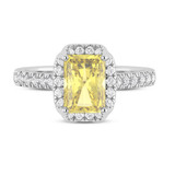 Photo of Daisy 2 1/2 ct tw. Lab Grown Radiant Solitaire Yellow Diamond Engagement Ring 10K White Gold [BT2110WE-ZY195]