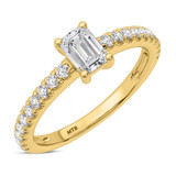 Photo of Zaila 1 1/2 ct tw. Lab Grown Diamond Emerald Solitaire Engagement Ring 10K Yellow Solid Gold [BT5889YE-N090]