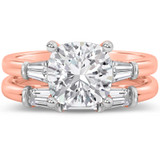 Photo of Canna 4 ct tw. Lab Grown Diamond Cushion Solitaire Bridal Set 14K Rose Gold [BR2255R-Q295]