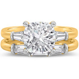 Photo of Canna 4 ct tw. Lab Grown Diamond Cushion Solitaire Bridal Set 14K Yellow Gold [BR2255Y-Q295]
