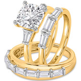 Photo of Canna 5 1/3 ct tw. Lab Grown Diamond Cushion Solitaire Trio Set 10K Yellow Gold [BT2255Y-Q295]