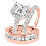 Photo of Daisy 3 1/5 ct tw. Lab Grown Diamond Radiant Solitaire Trio Set 14K Rose Gold [BT1659R-Z195]