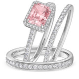 Photo of Marzell 3 2/3 ct tw. Lab Grown Radiant Solitaire Pink Diamond Trio Set 10K White Gold [BT2096W-ZP195]