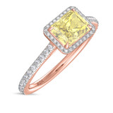 Photo of Marzell 2 7/8 ct tw. Lab Grown Radiant Solitaire Yellow Diamond Bridal Set 14K Rose Gold [BT2098RE-ZY195]