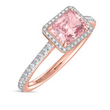 Photo of Marzell 2 7/8 ct tw. Lab Grown Radiant Solitaire Pink Diamond Bridal Set 10K Rose Gold [BT2096RE-ZP195]