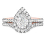 Photo of Frea 2 1/10 ct tw. Lab Grown Diamond Pear Solitaire Bridal Set 14K Rose Gold [BR1674R-M125]