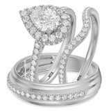 Photo of Frea 2 1/3 ct tw. Lab Grown Pear Solitaire Trio Set 14K White Gold [BT1674W-M125]