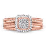 Photo of Hansel 1/7 ct tw. Diamond Cushion Cluster Bridal Set 14K Rose Gold [BR2265R-C000]