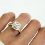 Photo of Hansel 1/7 ct tw. Diamond Cushion Cluster Engagement Ring 10K Yellow Gold [BT2265YE-C000]