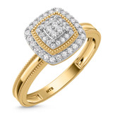 Photo of Hansel 1/7 ct tw. Diamond Cushion Cluster Engagement Ring 10K Yellow Gold [BT2265YE-C000]