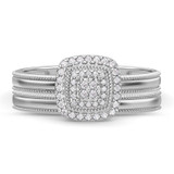 Photo of Hansel 1/7 ct tw. Diamond Cushion Cluster Bridal Set 14K White Gold [BR2265W-C000]