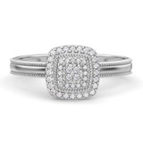 Photo of Hansel 1/7 ct tw. Diamond Cushion Cluster Bridal Set 14K White Gold [BT2265WE-C000]