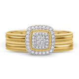 Photo of Hansel 1/7 ct tw. Diamond Cushion Cluster Bridal Set 14K Yellow Gold [BR2265Y-C000]