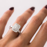 Photo of Hansel 1/5 ct tw. Diamond Emerald Cluster Engagement Ring 14K White Gold [BT2268WE-C000]