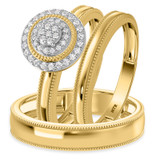 Photo of Hansel 1/7 ct tw. Diamond Round Cluster Trio Set 10K Yellow Gold [BT2266Y-C000]