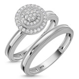 Photo of Hansel 1/7 ct tw. Diamond Round Cluster Bridal Set 14K White Gold [BR2266W-C000]