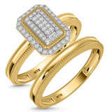 Photo of Hansel 1/5 ct tw. Diamond Emerald Cluster Bridal Set 10K Yellow Gold [BR2268Y-C000]