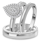 Photo of Hansel 1/7 ct tw. Diamond Pear Cluster Trio Set 14K White Gold [BT2267W-C000]