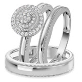 Photo of Hansel 1/7 ct tw. Diamond Round Cluster Trio Set 14K White Gold [BT2266W-C000]