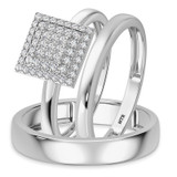 Photo of Ignaz 1/5 ct tw. Diamond Princess Cluster Trio Set 10K White Gold [BT2269W-C000]