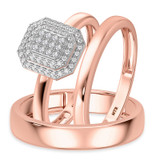 Photo of Ignaz 1/5 ct tw. Diamond Emerald Cluster Trio Set 14K Rose Gold [BT2274R-C000]