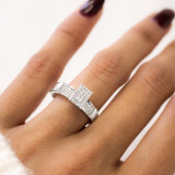 Photo of Omella 1/10 ct tw. Diamond Emerald Cluster Engagement Ring 14K White Gold [BT2257WE-C000]