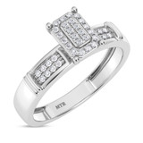 Photo of Omella 1/10 ct tw. Diamond Emerald Cluster Engagement Ring 14K White Gold [BT2257WE-C000]