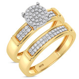 Photo of Omella 1/5 ct tw. Diamond Round Cluster Bridal Set 10K Yellow Gold [BR2256Y-C000]