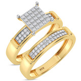 Photo of Omella 1/5 ct tw. Diamond Princess Cluster Bridal Set 10K Yellow Gold [BR2260Y-C000]