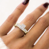 Photo of Omella 1/10 ct tw. Diamond Emerald Cluster Engagement Ring 14K Yellow Gold [BT2257YE-C000]