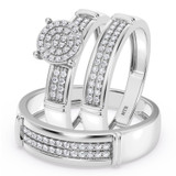 Photo of Omella 1/3 ct tw. Diamond Round Cluster Trio Set 14K White Gold [BT2256W-C000]