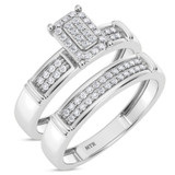 Photo of Omella 1/5 ct tw. Diamond Emerald Cluster Bridal Set 10K White Gold [BR2257W-C000]