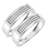 Photo of Omella 1/5 ct tw. Diamond Same Sex Mens Band Set 10K White Gold [WM2256W]