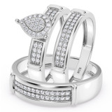 Photo of Omella 1/4 ct tw. Diamond Pear Cluster Trio Set 10K White Gold [BT2258W-C000]