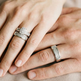 Photo of Omella 1/4 ct tw. Diamond Oval Cluster Trio Set 10K White Gold [BT2259W-C000]